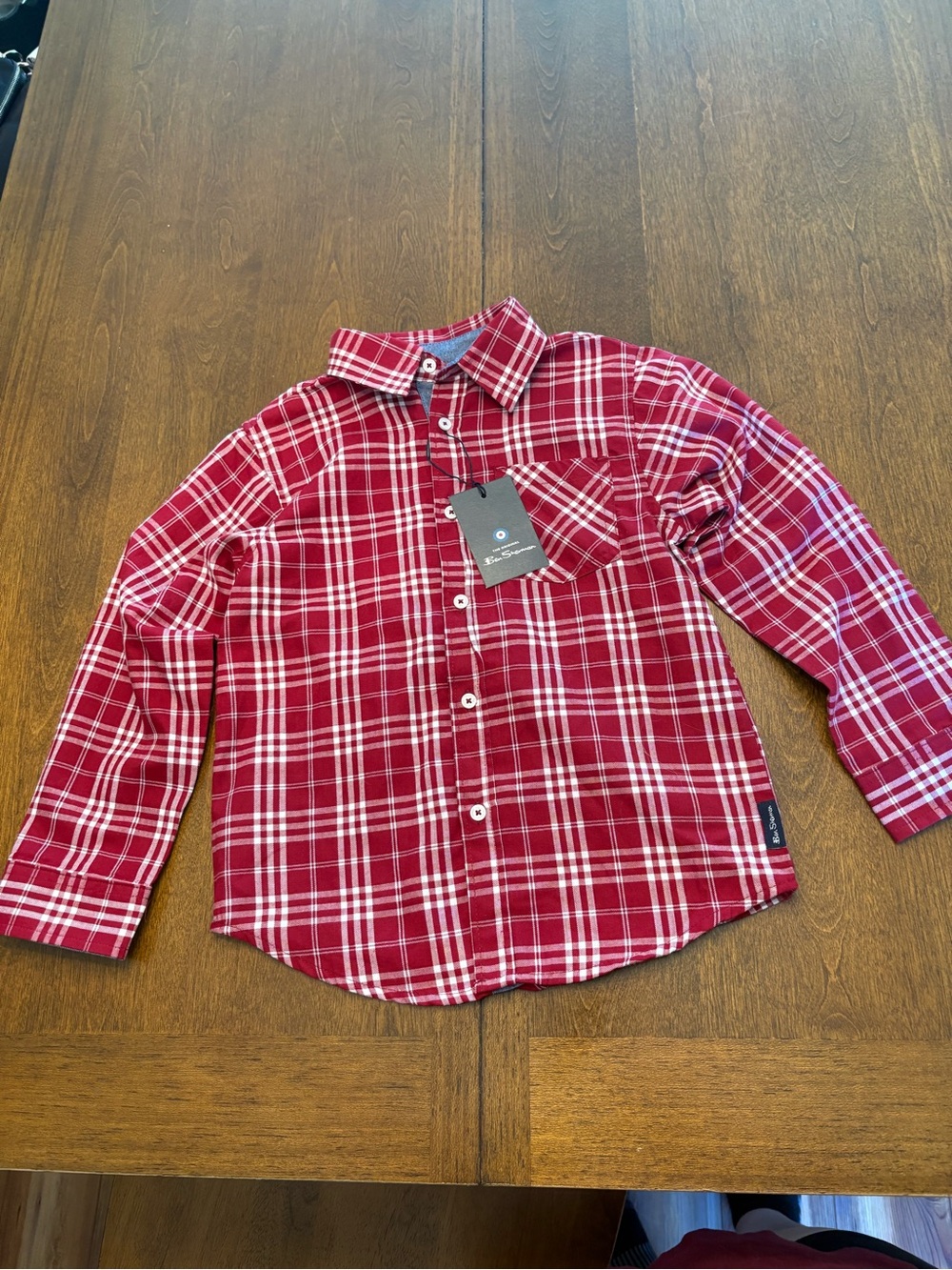 Boys 
Ben Sherman Red and White Plaid Button-Down Shirt